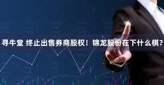 寻牛堂 终止出售券商股权！锦龙股份在下什么棋？
